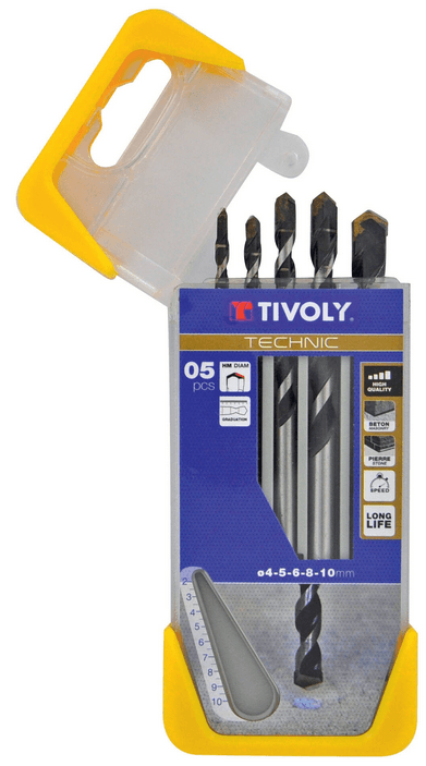 5 forets béton gradués SLR Ø 4 à 10mm