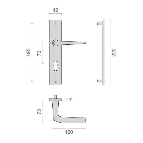 Ensemble double bequille sur plaque réhaussée HIONNA - Alu. - Champagne - Clé I