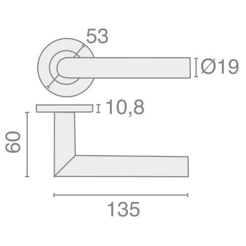 25 Béquilles double sur rosace bec de cane JADE série 1394 - Inox - Droite