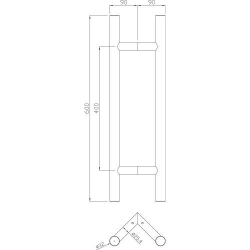 HERACLES B-INOX-PT017 ensemble de poignées tubulaires série 5240 32 x 300 mm ino
