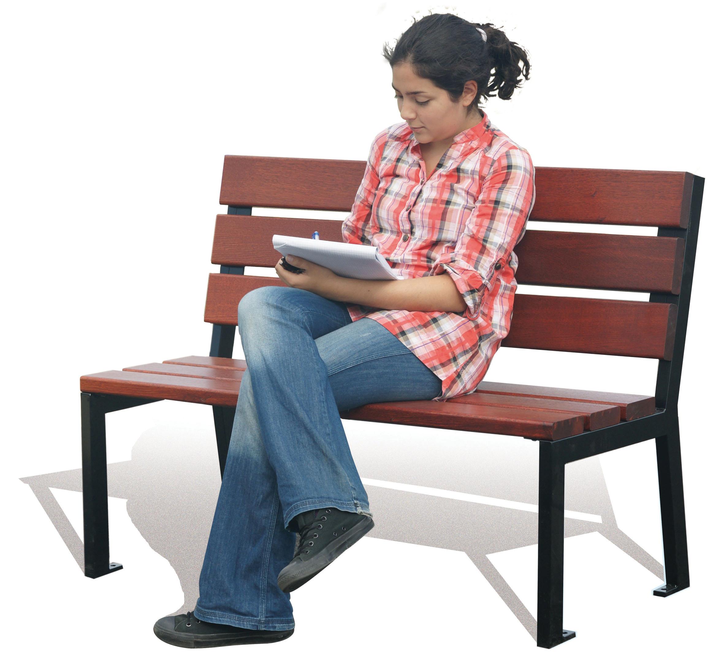 BANC ACIER BOIS ACAJOU SANS ACCOUDOIRS 1200 MM