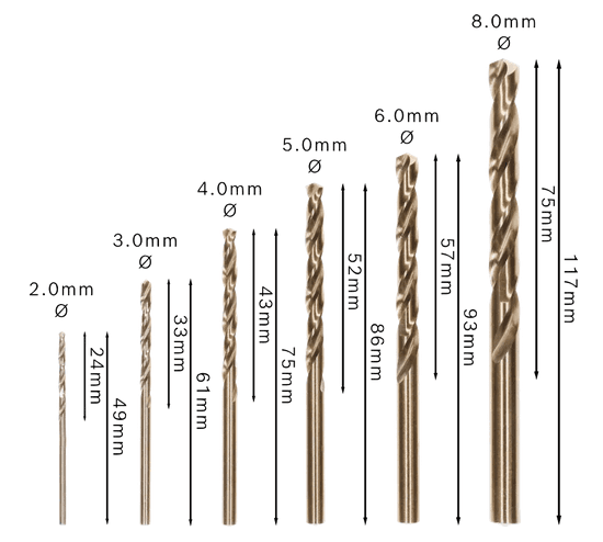 Coffret de 6 forets hélicoïdaux PRO Stainless Steel HSS-Co