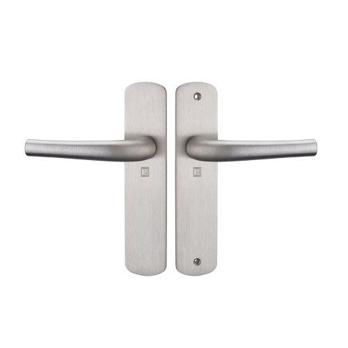 Ensemble double bequille sur plaque SALOME - Inox - Bec de cane - 165MM