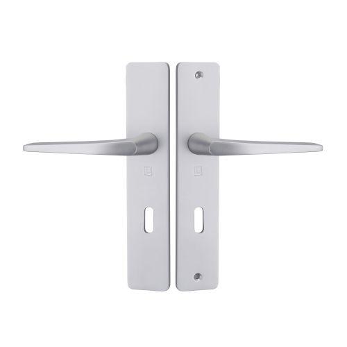 Ensemble double bequille sur plaque HIONNA - Aluminium - Argent - Clé L