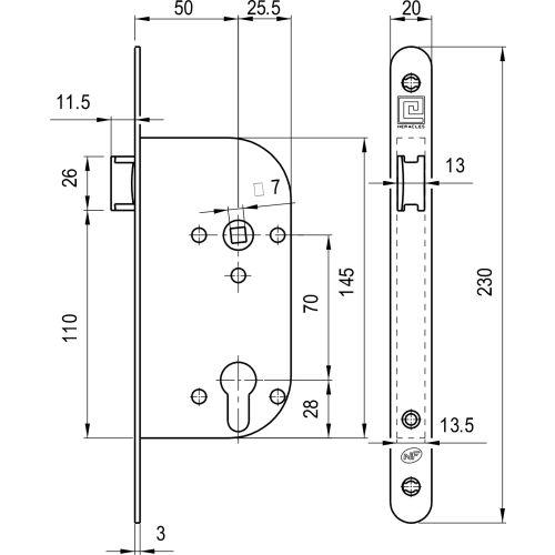 Coffre à larder monopoint Série L800-NF - Axe 50 MM - Hôtel - Gris