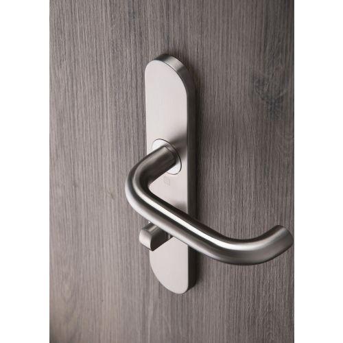 Ensemble double bequille sur plaque JADE série 1294 - voyant- inox brossé