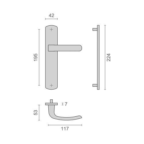 Ensemble double bequille sur plaque ELFE- Chromé mat - Bec de cane - 195MM