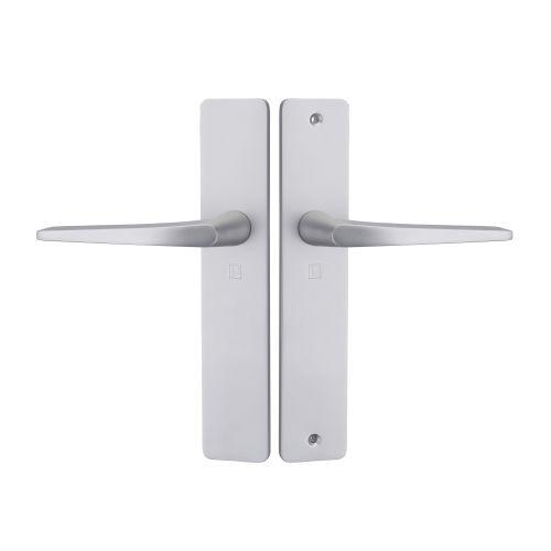 Ensemble double bequille sur plaque HIONNA - Aluminium - Argent - Bec de cane