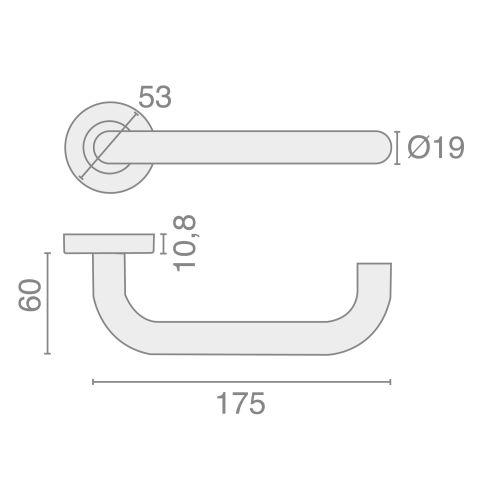 Béquille double PMR sur rosace JADE série 1294 - Inox - XL