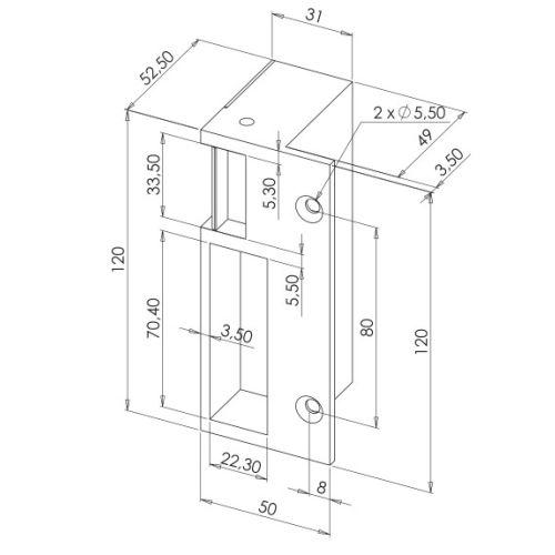 HERACLES PCA-1037I-OR gâche 120 mm