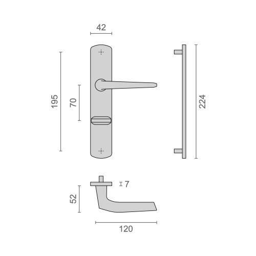 Ensemble double bequille sur plaque KROM - Chromé - Condamnation - 195MM