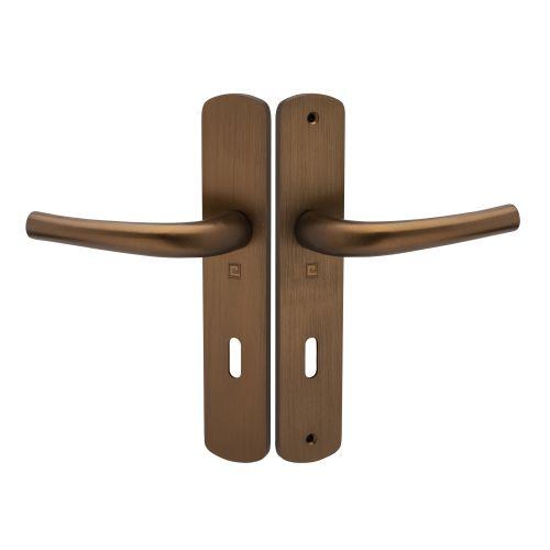 Ensemble double bequille sur plaque SALOME - Alu. - Chocolat - Clé L - 195MM