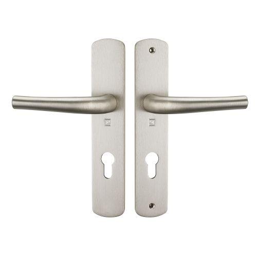 Ensemble double bequille sur plaque massive SALOME - Inox - Clé I - 195MM