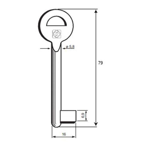 Ebauche clé type Vachette à gorge sachet de 10 - HERACLES VAC1