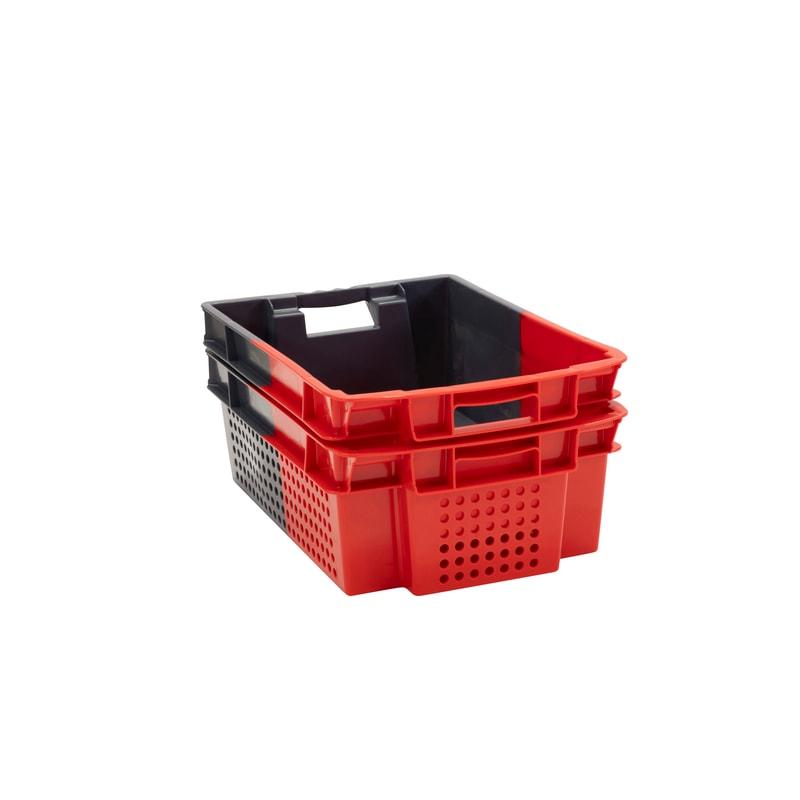BAC GERBABLE EMBOITABLE BICOLORE PEHD 600 X 400 GRIS/ROUGE