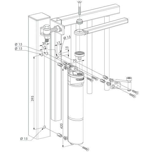 LOCINOX P00009354-SILV ferme portillon hydraulique pour charnières à 90° et 180°