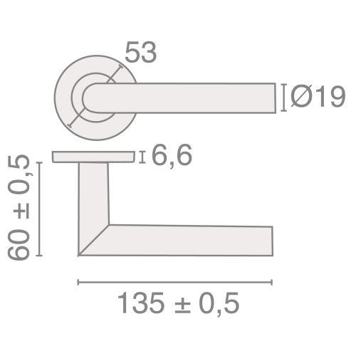 Béquille double sur rosace slim JADE série SL01 - Inox poli - Bec de cane - 19MM