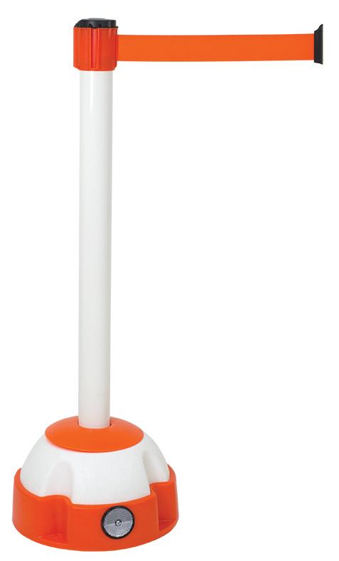 POTEAU ROUGE SUR SOCLE ROUGE/BLANC SANGLE ROUGE