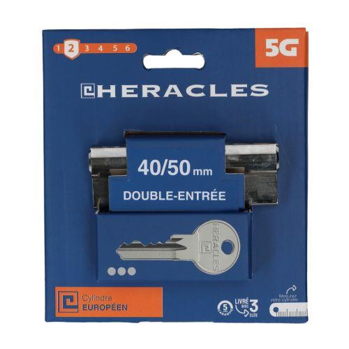 Cylindre à double entrée 5 goupilles 5G 30 x 30 mm laiton nickelé sur carte