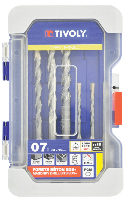 7 forets SPEEDER2 SDS+ 2 taillants Ø 4 à 12mm