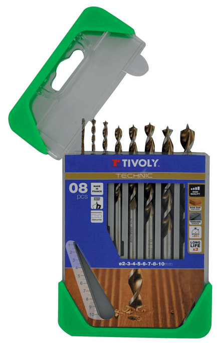 8 forets bois speed point Ø 2 à 10mm