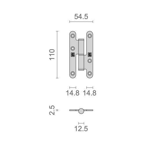 HERACLES Q-PAB11055-D paumelle à bois inox droit 110 x 55 mm
