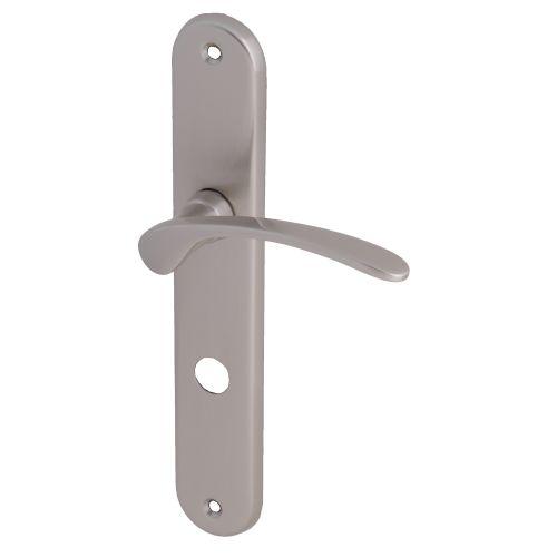 Ensemble double bequille sur plaque MORGAN - Satin nickelé - Condamnation