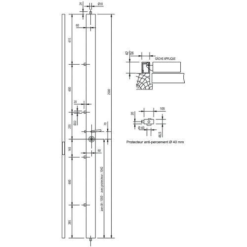 HERACLES NP1803HQDT1 serrure carénée 5 points Sésame avec cylindre gâche tirant