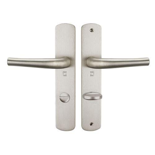 Ensemble double bequille sur plaque massive SALOME - Inox - Condamnation - 195MM