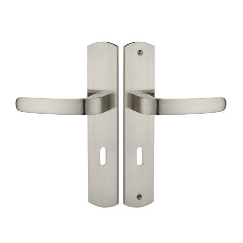 Ensemble double bequille sur plaque ELFE- Zamak satin - Clé L - 195MM