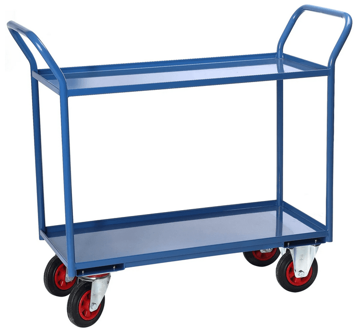 Servante 2 plateaux tôle avec rebord, 935 x 435 mm, 400 kg
