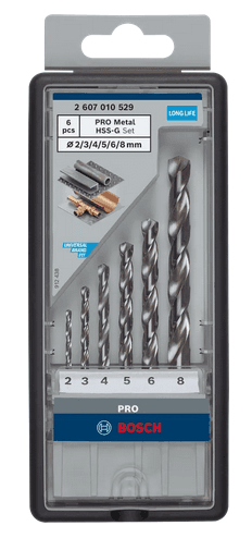 Coffret de 6 forets hélicoïdaux PRO Metal HSS-G