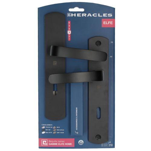 Ensemble double bequille sur plaque ELFE- Noir mat - Clé L - 195MM