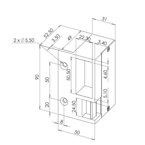 HERACLES PCA-1035D-OR gâche 90 mm