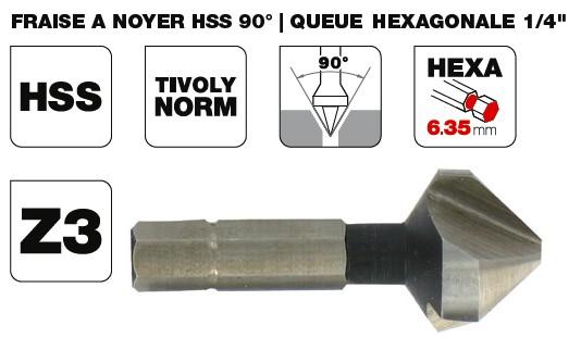 FRAISE A NOYER HEXAGONALE HSS