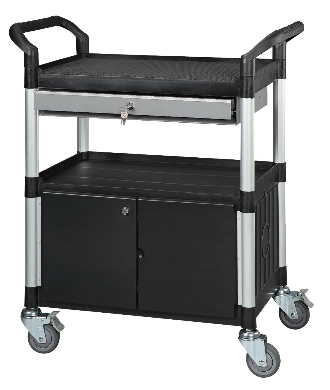 CHARIOT POLYVALENT 3 PLATEAUX, 1 TIROIR ET 1 BLOC 250 KG