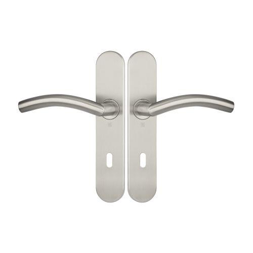 Ensemble double bequille sur plaque JADE série 1494 - Cle L - inox brossé