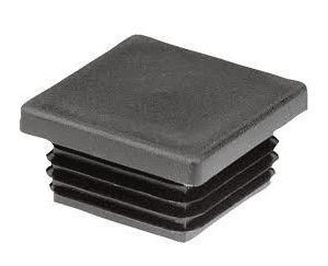 Bouchon rentant à ailettes pour tube carré - Polyethylène noir