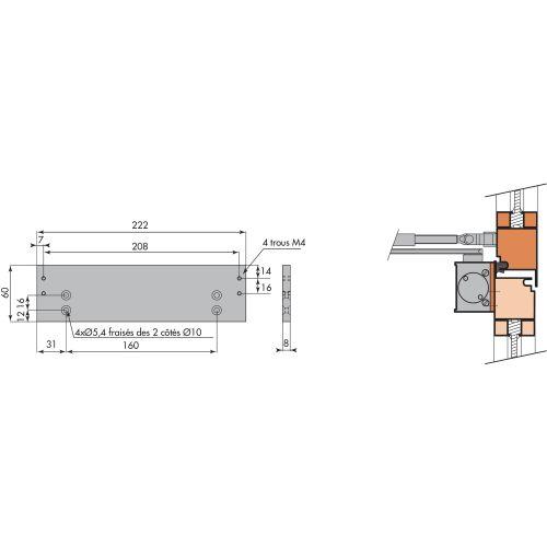 HERACLES G-HRA159605 plaque de support HR150 droite noire RAL9005