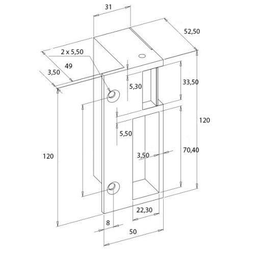 HERACLES PCA-1017D-OR gâche 120 mm