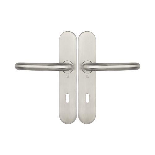 Ensemble double bequille sur plaque JADE série 1294 - Cle L - inox brossé