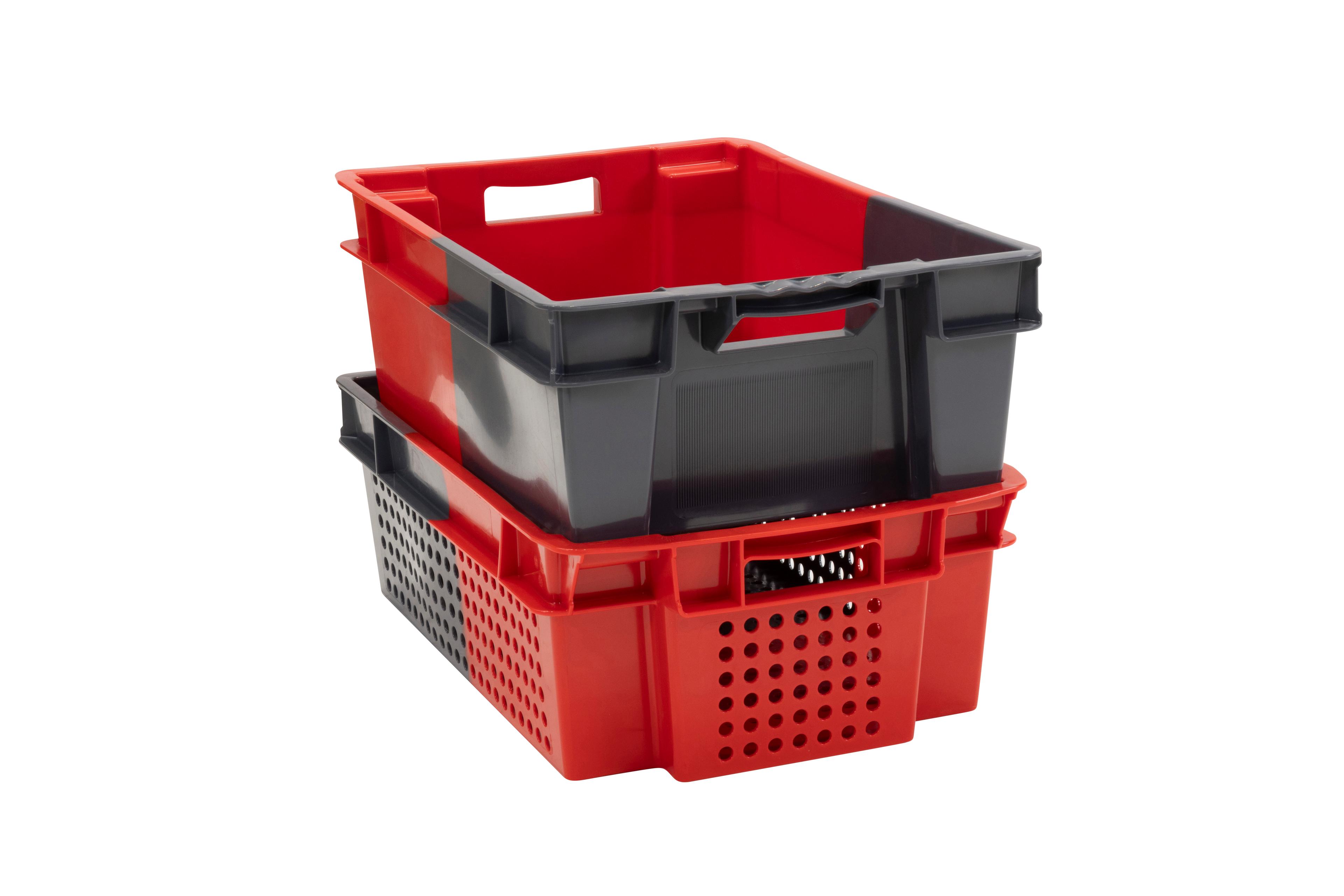 BAC GERBABLE EMBOITABLE BICOLORE PEHD 600 X 400 GRIS/ROUGE