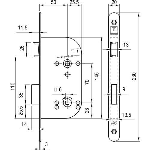 Coffre à larder monopoint Série L600-NF - Axe 50 MM - Condamnation - Blanc