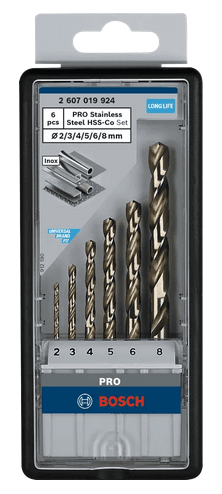Coffret de 6 forets hélicoïdaux PRO Stainless Steel HSS-Co